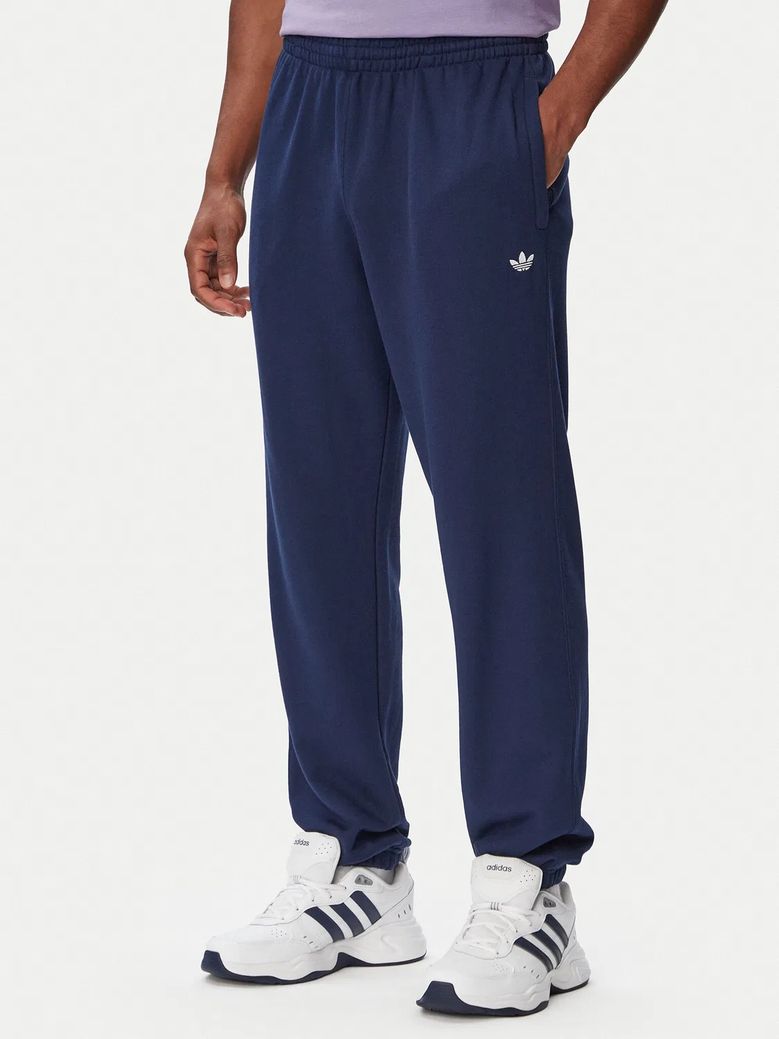 Мужские спортивные штаны стандартного кроя Trefoil Essentials French Terry Adidas, темно-синий