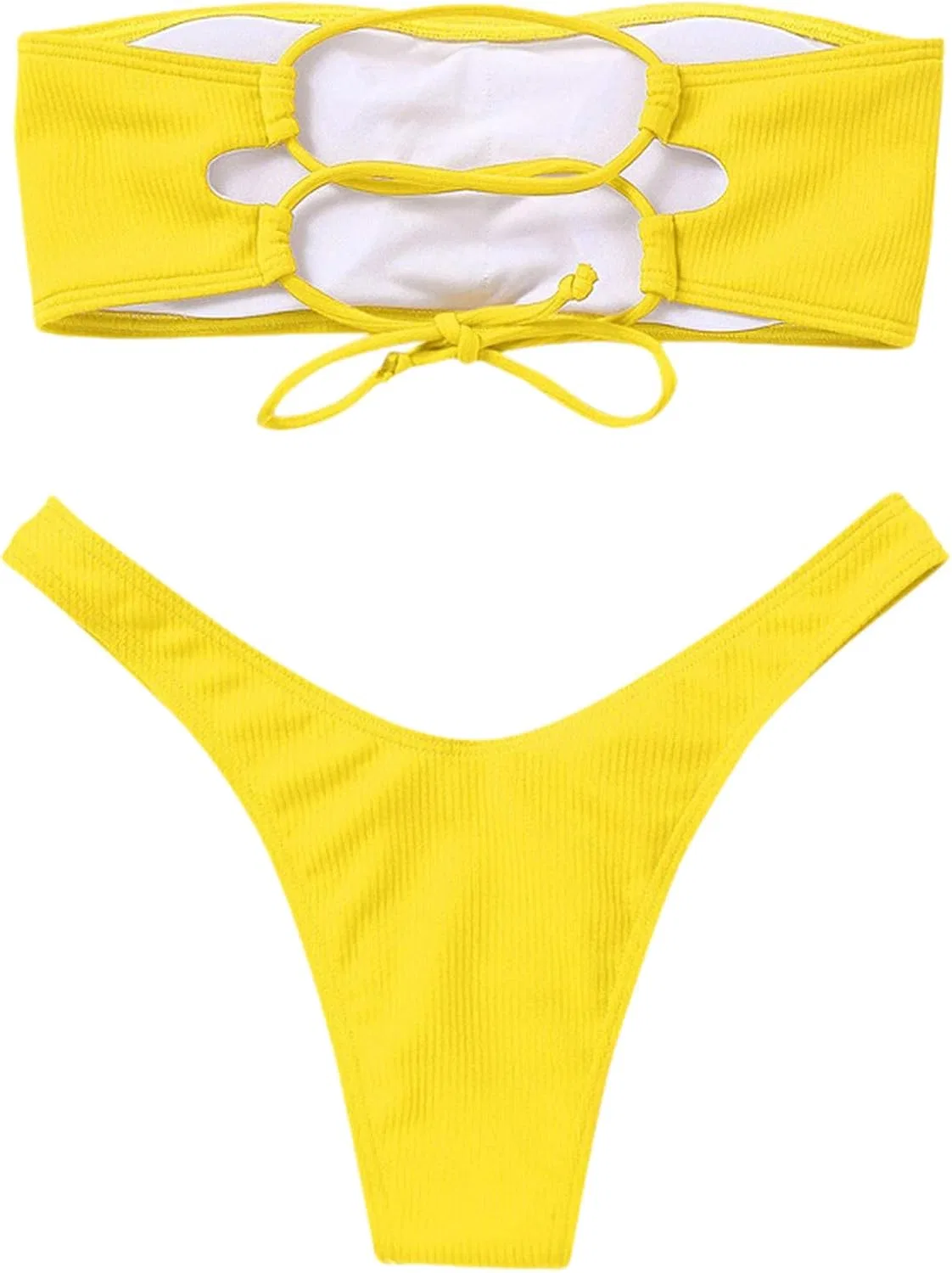 Женский бикини-комплект с принтом High Cut, Yellow — фото 4