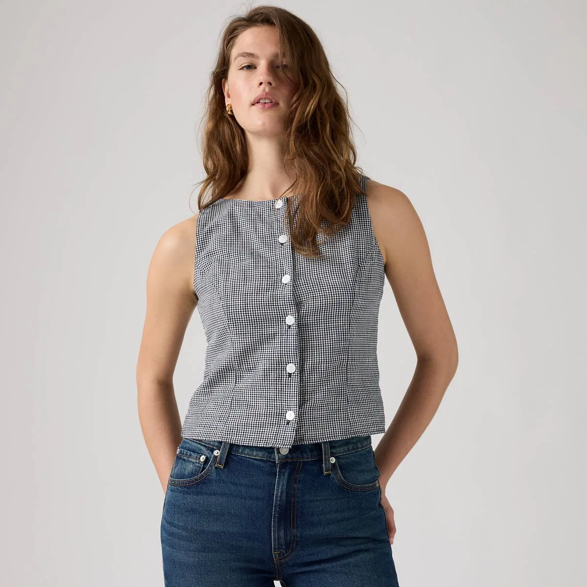 Блузка без рукавов Pippa Levi's, Ceicil Even Micro Check Peacoat - Blue