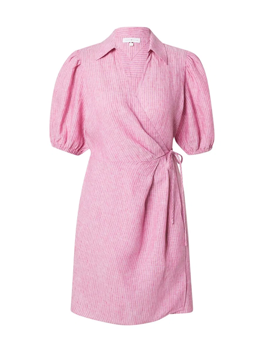 Платье-рубашка TOMMY HILFIGER 'Pure Relaxed Mini Wrap' светло-розового цвета