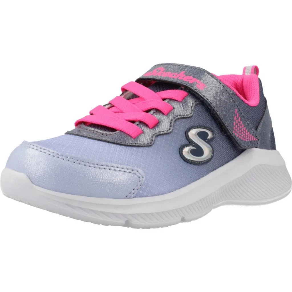 Детские кроссовки с принтом Sole Swifters - Cutie Walk Skechers, Blau Flussgrau Blasses Korallenorange