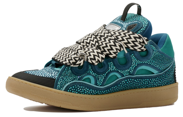 

Кожаный браслет Curb с кристаллами Petrol Blue Lanvin