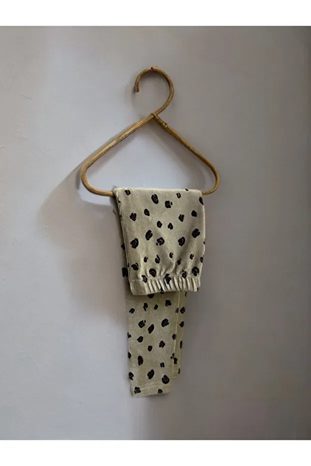Детские леггинсы для девочек вельветовые с принтом Bobsi Co, Nude Color — фото 4