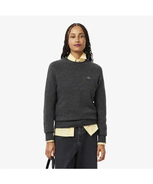 Свитер Lacoste из кашемира, круглый вырез, темно-синий