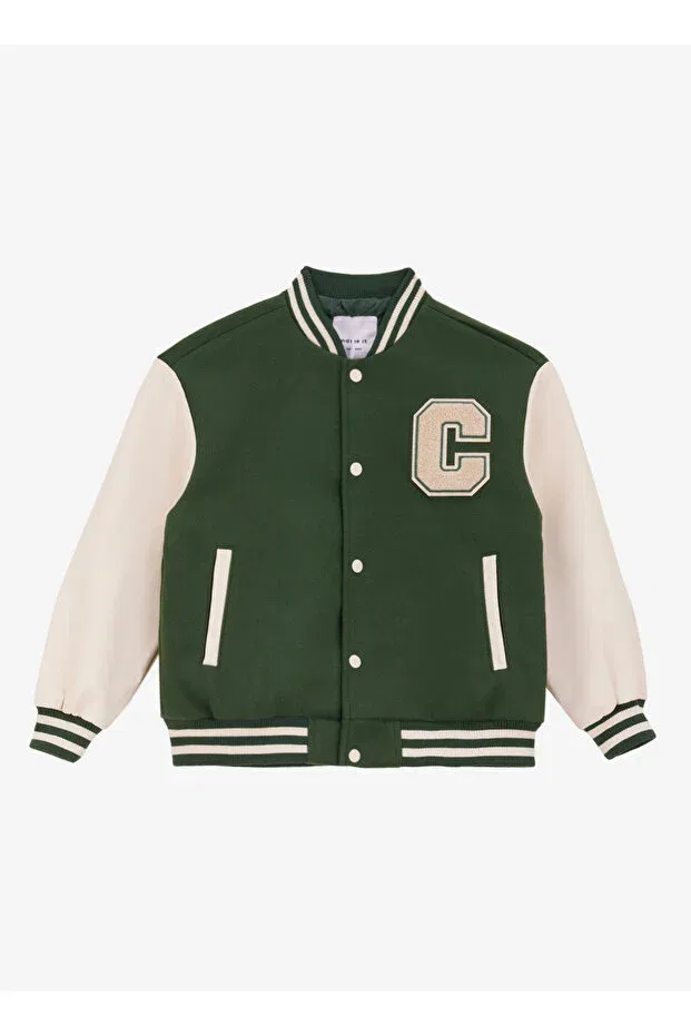 Детское пальто для мальчиков с вышивкой Dark green boy's coat Name It, Dark Green