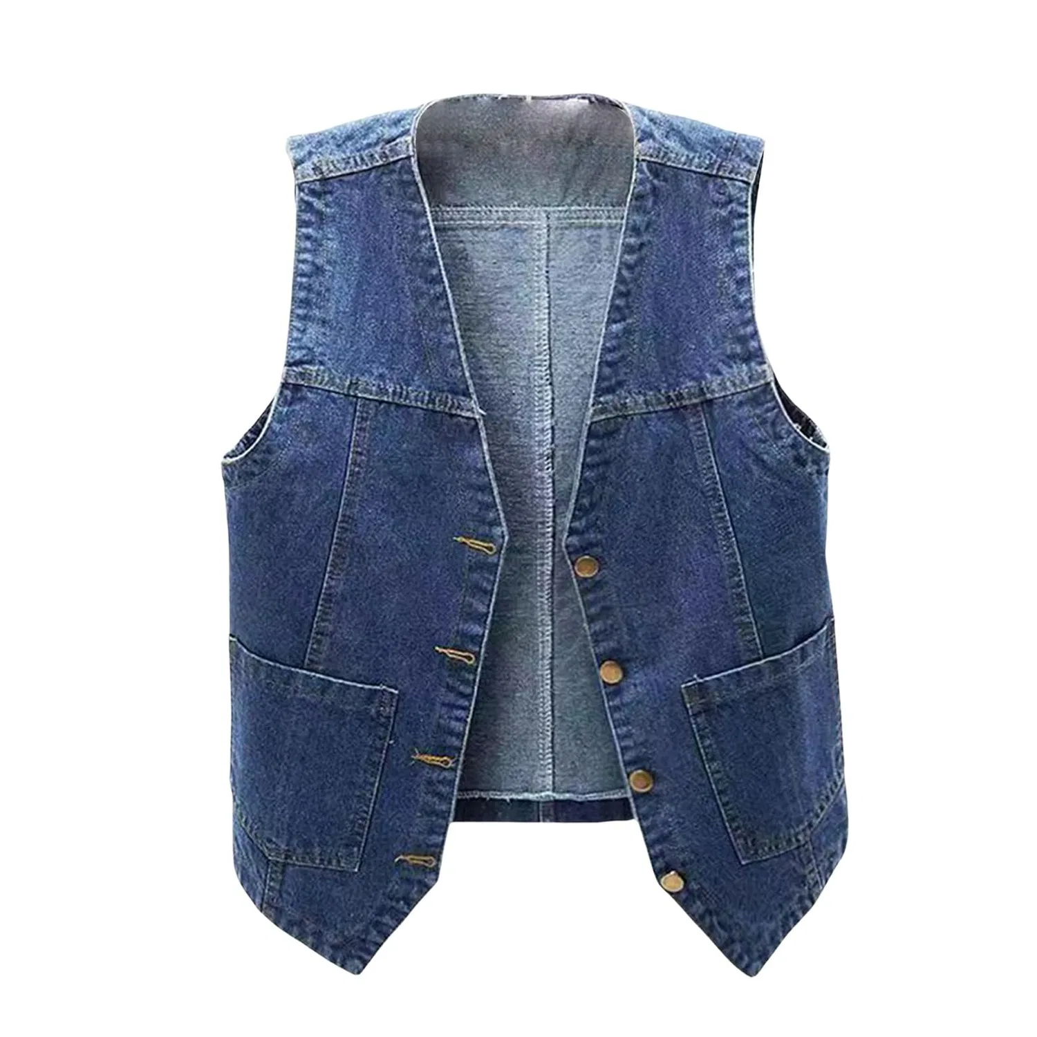 Женский безрукавный жилет с карманом Donne Autunno Tinta unita Con Tasca Allentato Casual Senza Maniche Gilet Fuzzy Vest, Blu scuro