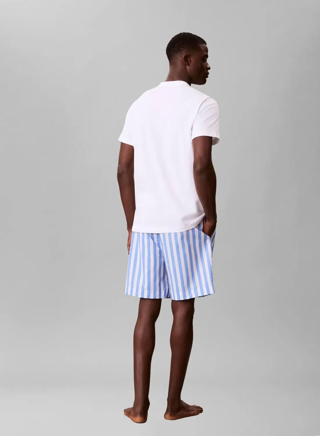 Комплект пижамный с шортами, хлопковый, Calvin Klein, белый — фото 3