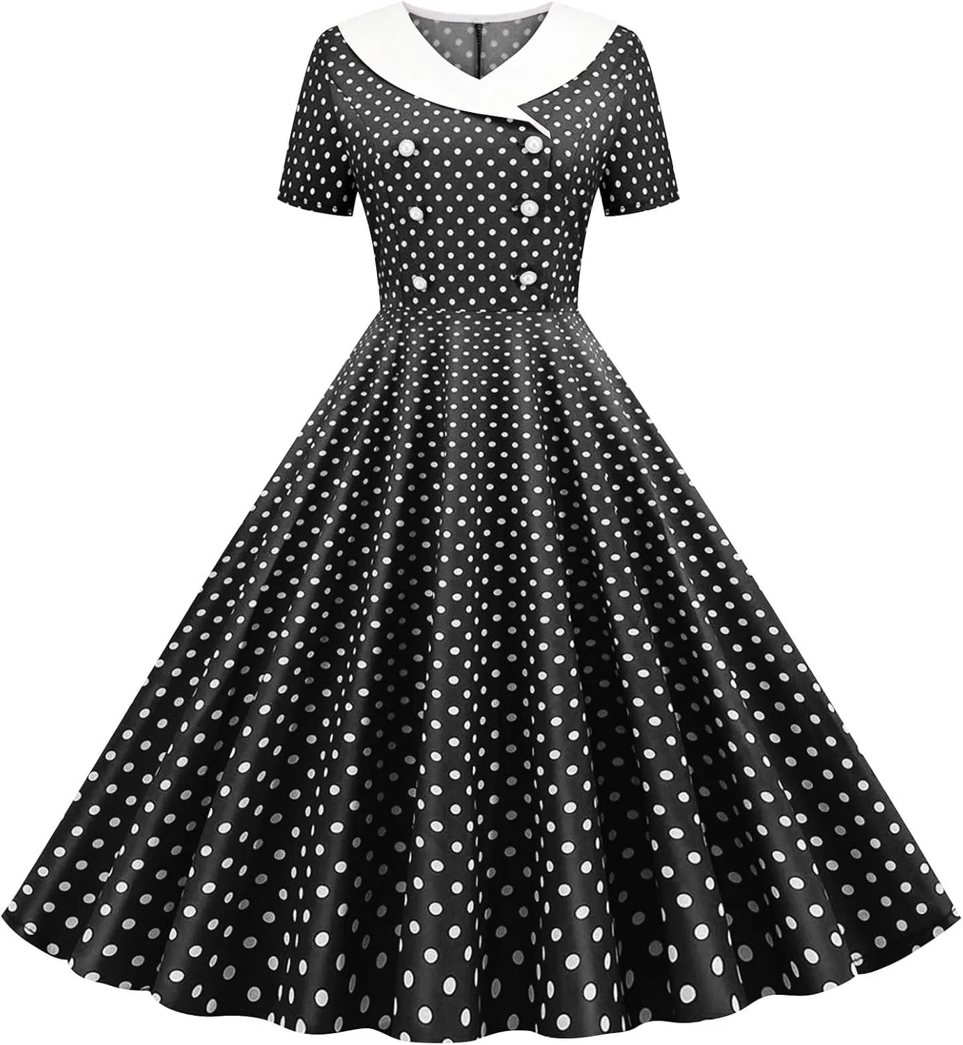 Женское платье миди полка дот Vintage, Black