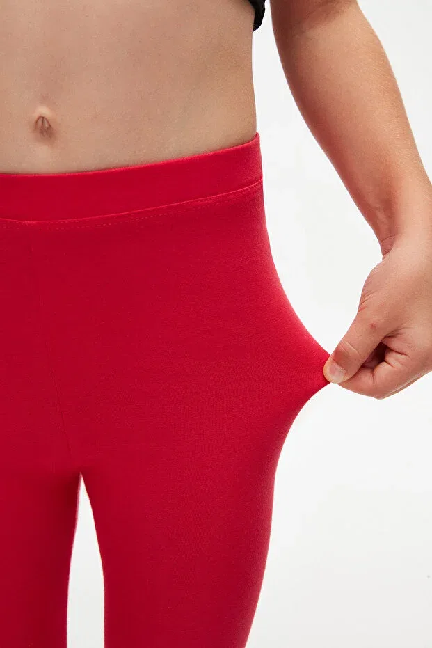 Детские леггинсы для девочек хлопковые Basics Lovetti, Urban Red — фото 3