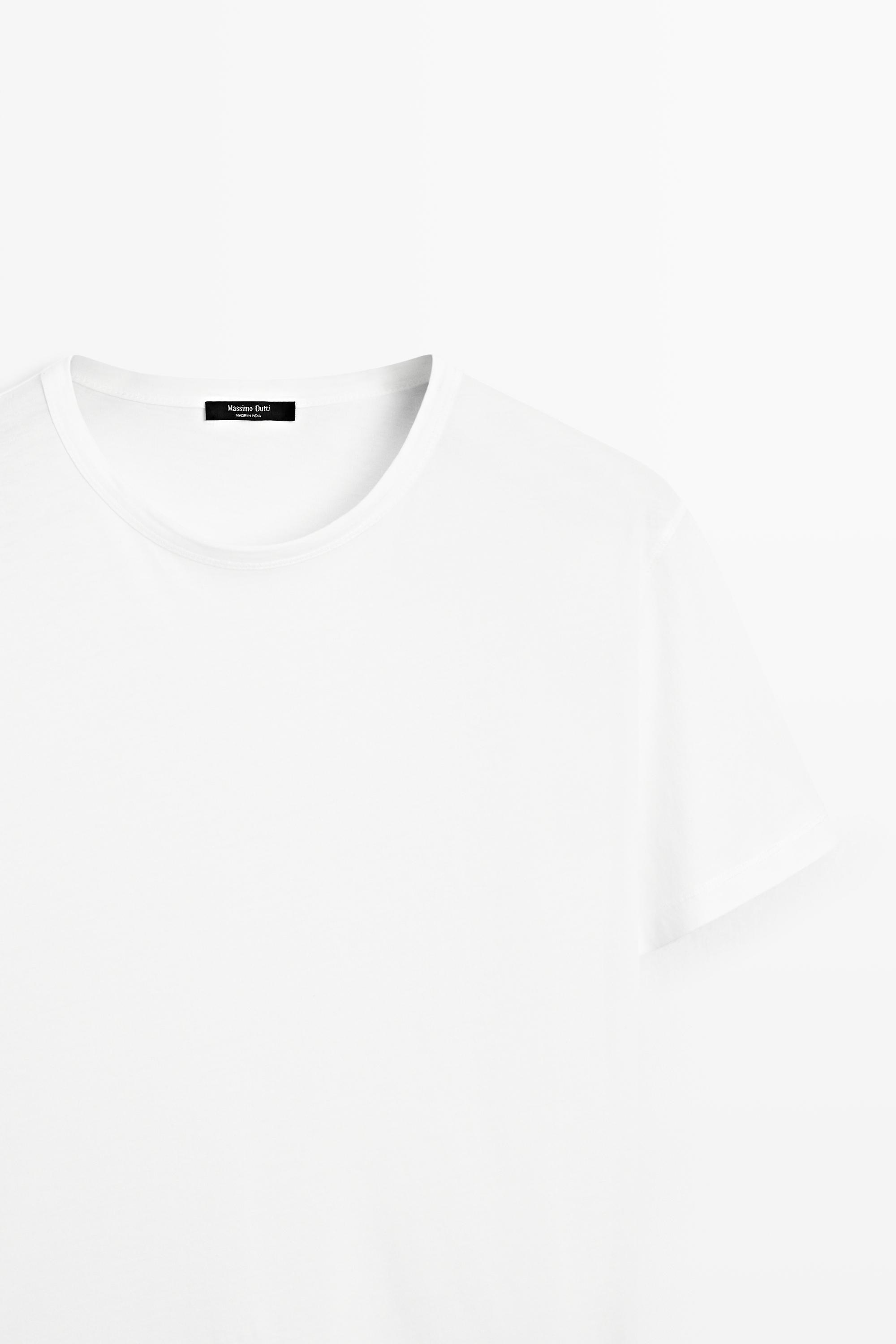 Футболка Massimo Dutti 100% Cotton Short-sleeve, белый — фото 4
