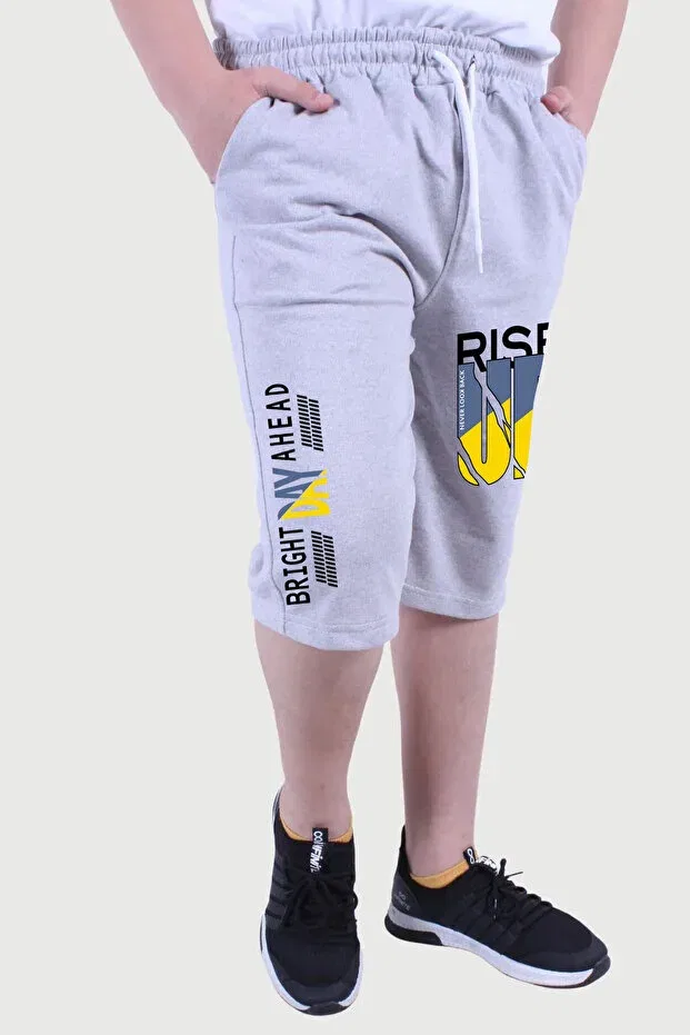 Детские шорты для мальчиков с принтом Rise Up Printed Fyk Kids, Gri