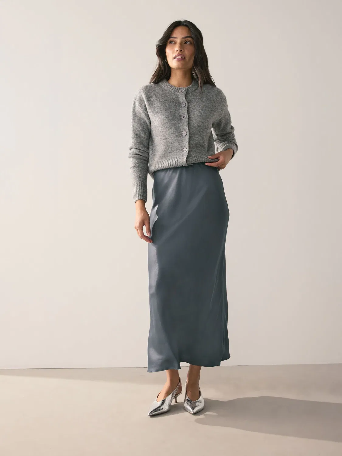 Юбка миди сатиновая Charcoal Grey Next