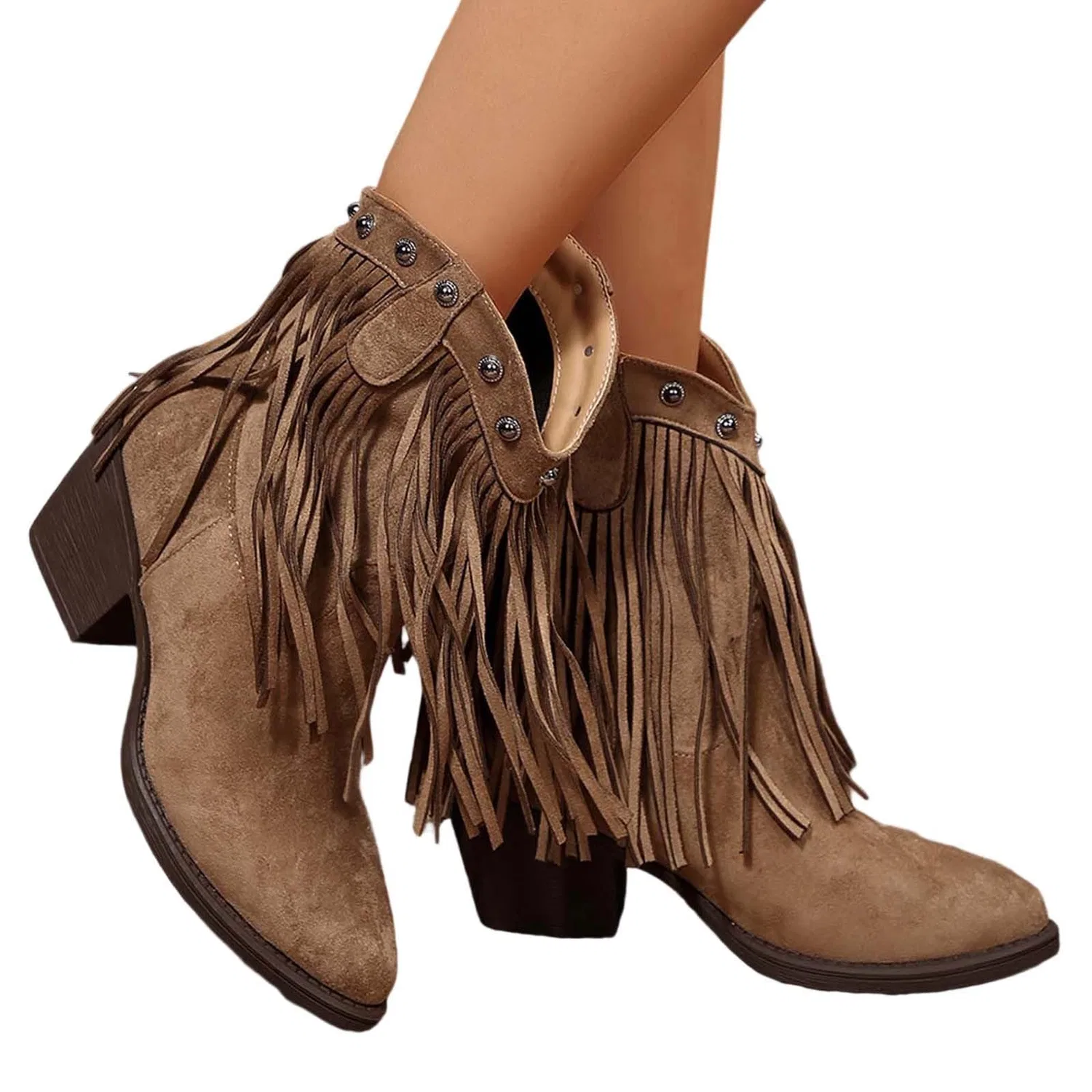 Детские сапоги с бахромой Versatile Western Boots with Fringe, Marrone — фото 2