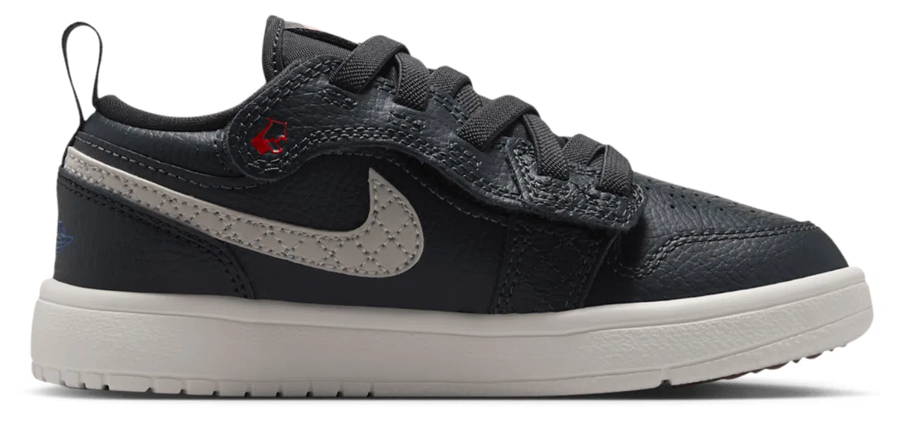 Детские кроссовки для мальчиков с липучкой Jordan AJ 1 Low ALT SE, Off Noir Sail University Red