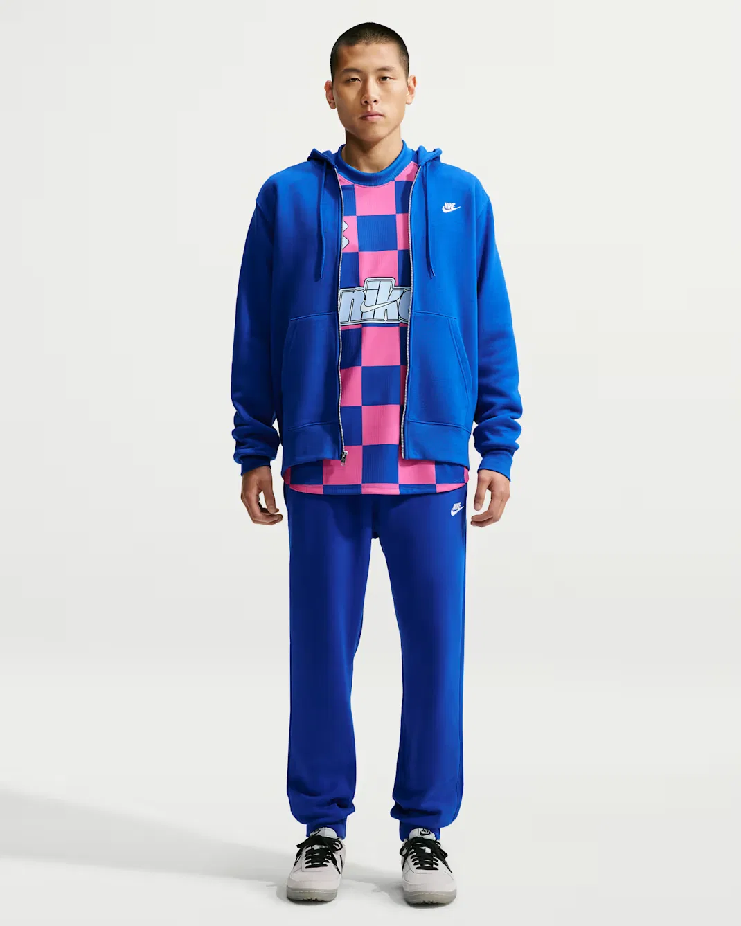 Мужская флисовая толстовка на молнии Nike Club, Old Royal/Old Royal/White — фото 4