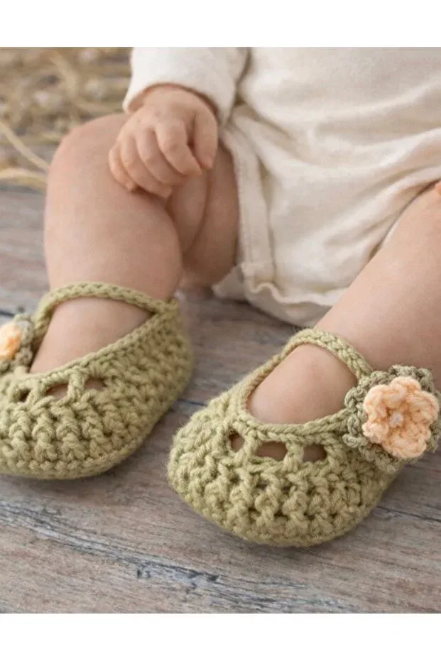 Детские пинетки с цветочным принтом Seraskids, Green