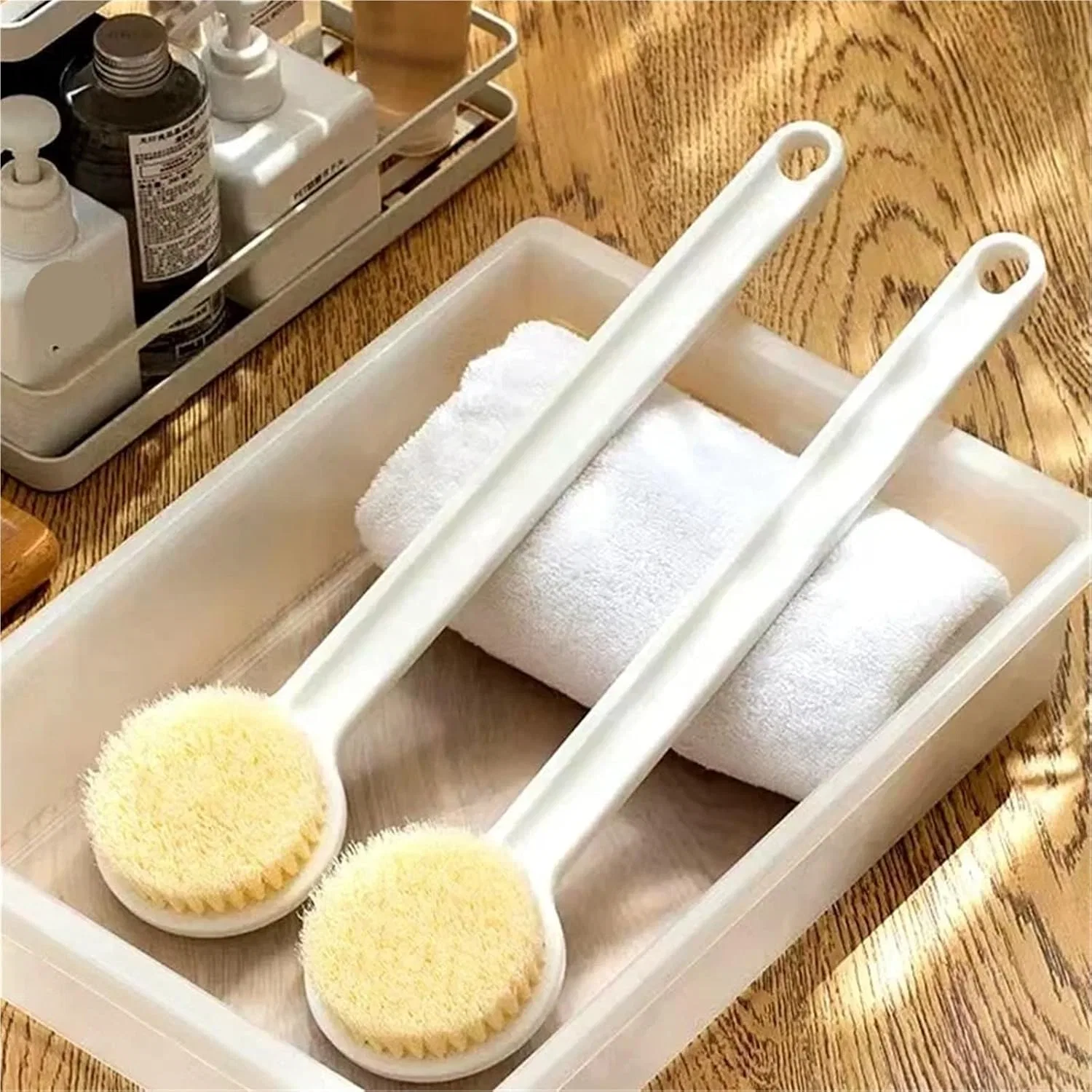 Щетка для тела с длинной ручкой, UBOHUZ, 2 шт, 35x7x3 см, Белый — фото 2
