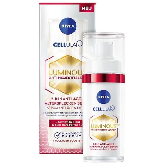 

Сыворотка 2в1 от пигментных пятен и морщин 30мл Cellular Luminous 630® Anti-Age, Nivea, Серый, Сыворотка 2в1 от пигментных пятен и морщин 30мл Cellular Luminous 630® Anti-Age, Nivea