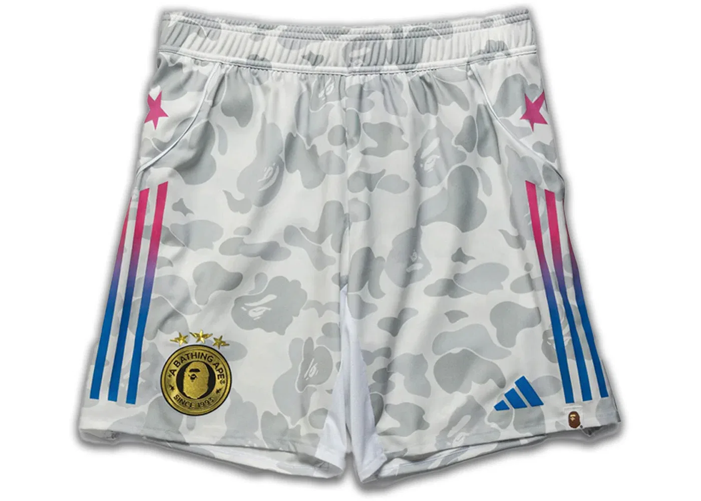 Мужские шорты с принтом Adidas x BAPE Football Slim Shorts White