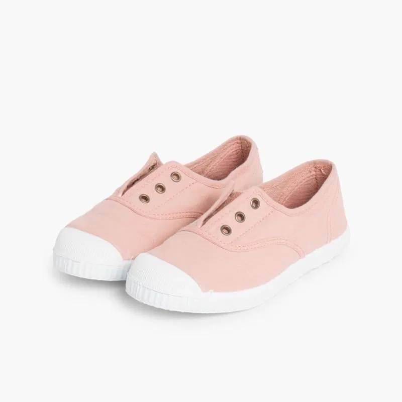 Детские кеды на резиновом носке без шнурков Pisamonas No-lace Rubber Toe Canvas Shoes, Pastel Pink — фото 4