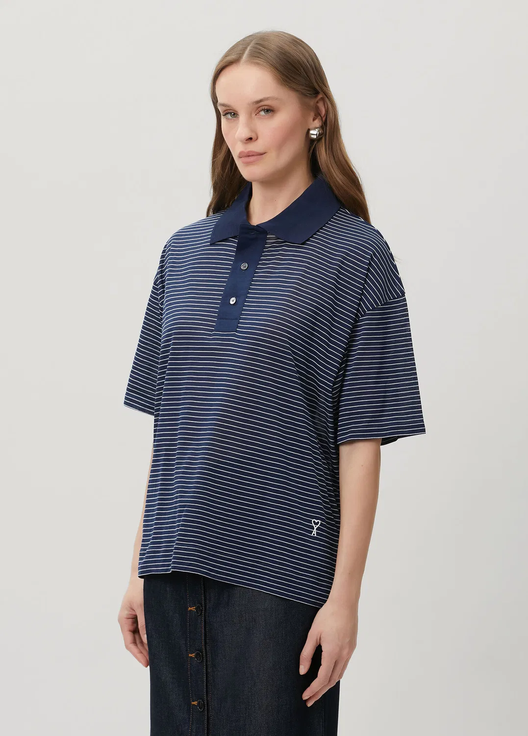 Футболка Ami Paris, navy-white — фото 4