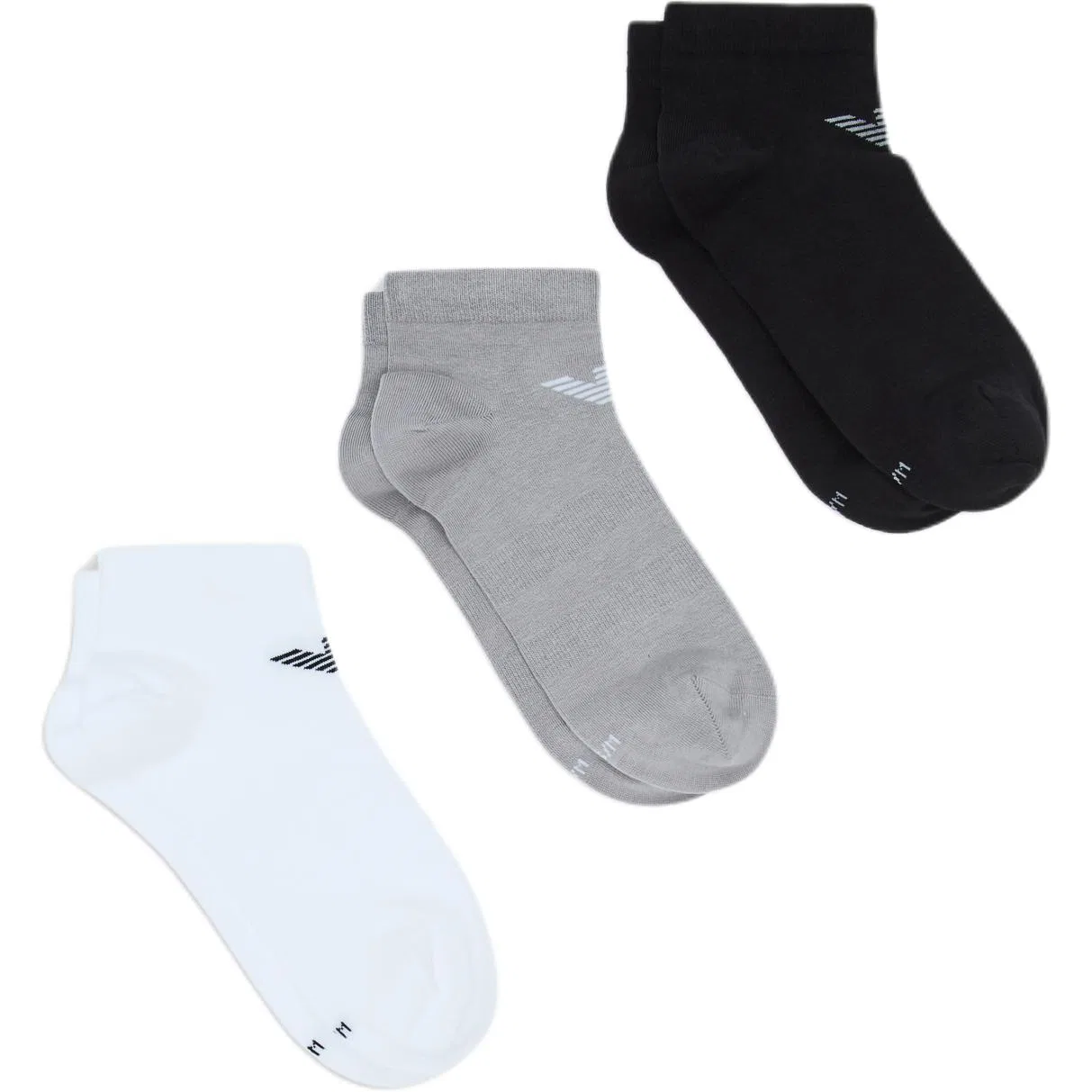 Носки Emporio Armani SS26 Ankle Socks, 3 пары, Black White Gray
