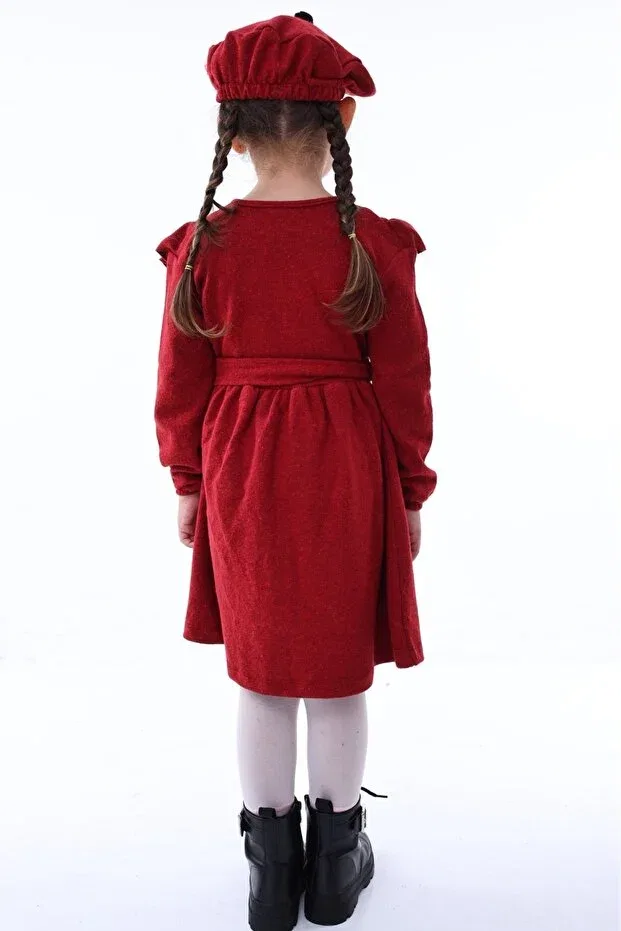 Детское платье для девочек с длинным рукавом Gray and red girl's dress Aden Kids, Red — фото 3