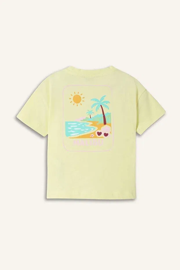 Детская хлопковое футболка для девочек Relax fit palmiye combed cotton short sleeve light green t-shirt baby girl h8229a526sm Defacto, Green-Gn656