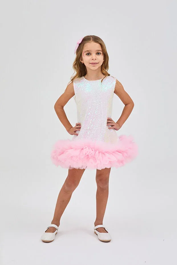 Детское платье для девочек с пайетками Evie Le Mabelle, White