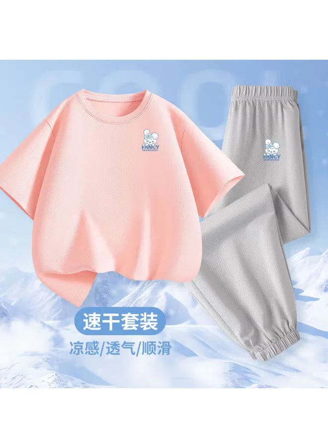 Комплект с принтом животных, шорты и короткий рукав, Jeanswest, розовый — фото 2