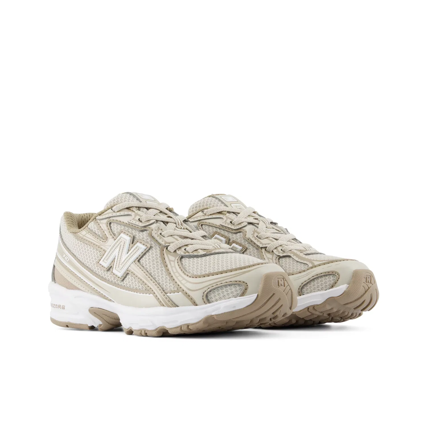 Детские кроссовки на шнурках с сетчатым верхом 740 Bungee Lace New Balance, Timberwolf With Driftwood — фото 2