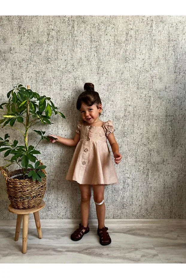Детское платье для девочек хлопковое Heidi Pinkitokids, Brown — фото 3