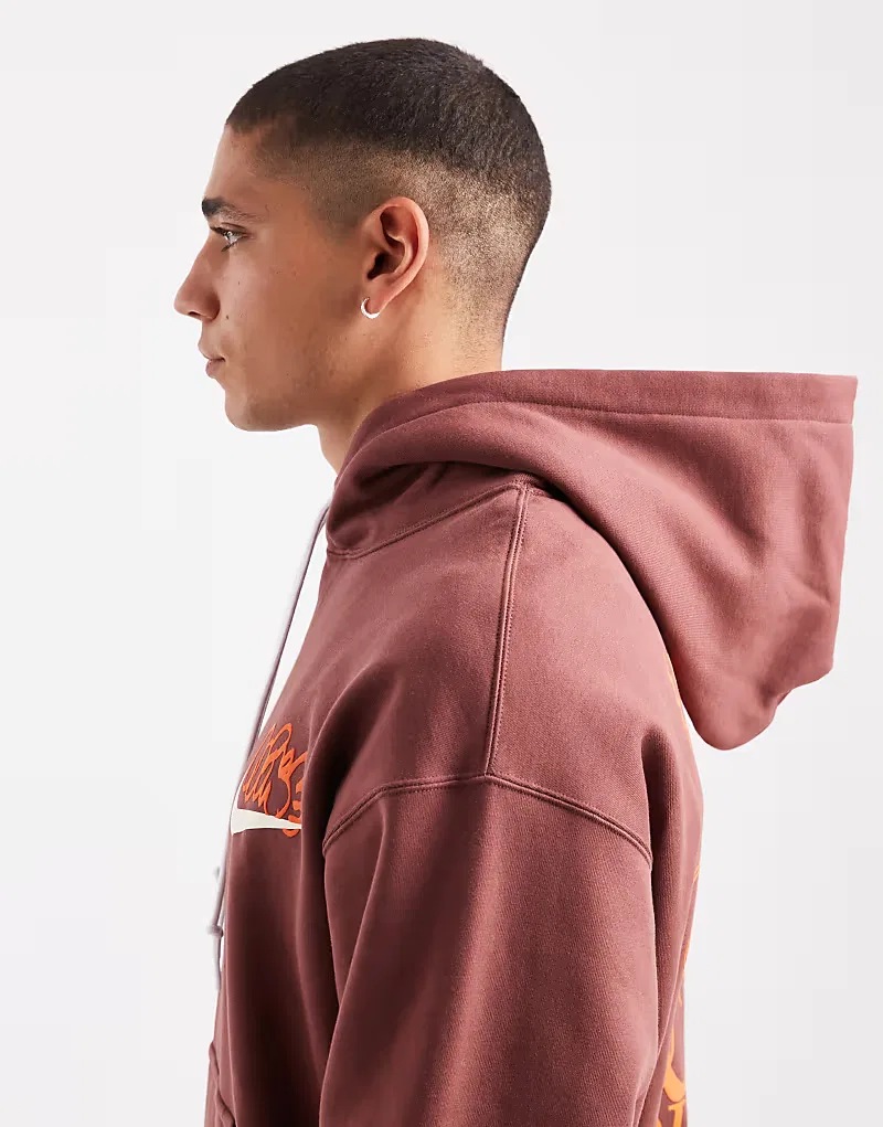 Толстовка с капюшоном и графикой Solo Swoosh Nike, коричневый — фото 4