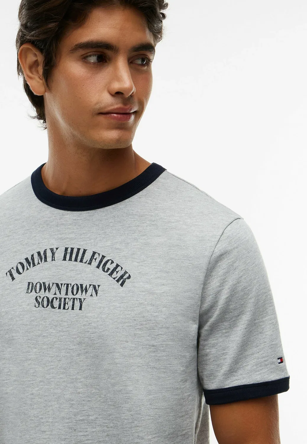 Футболка-Поло с графическим принтом в стиле университетской формы Tommy Hilfiger, Light Grey Heather — фото 4