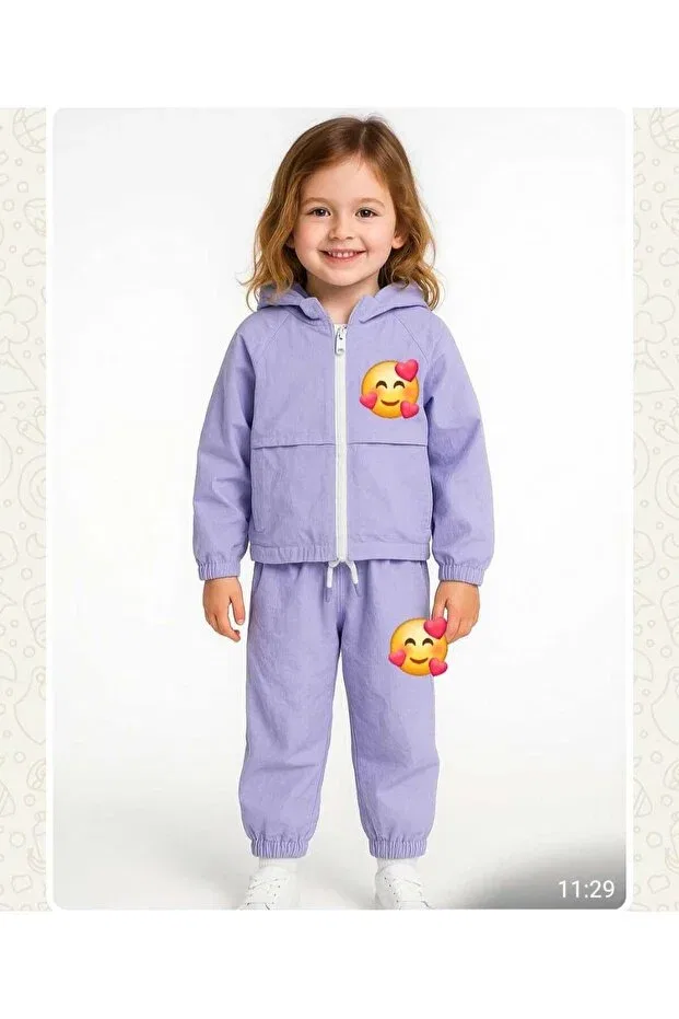 Детский спортивный комплект для девочек на молнии Parachute fabric tracksuit set Bloom Kids Store, Purple