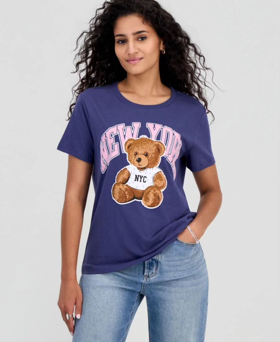 Футболка с принтом New York Teddy Grayson Threads, The Label, Crown Blue