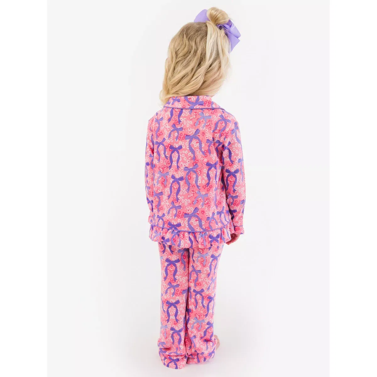 Детская пижама-комплект с оборками Ruffle Flare Pajama Set RuffleButts, Bow Besties — фото 4