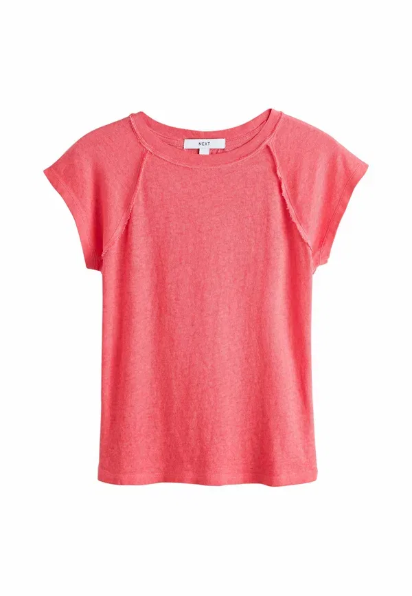 Футболка хлопковая Regular fit raw seam detail short capped sleeve t-shirt Next, red, красный — фото 4