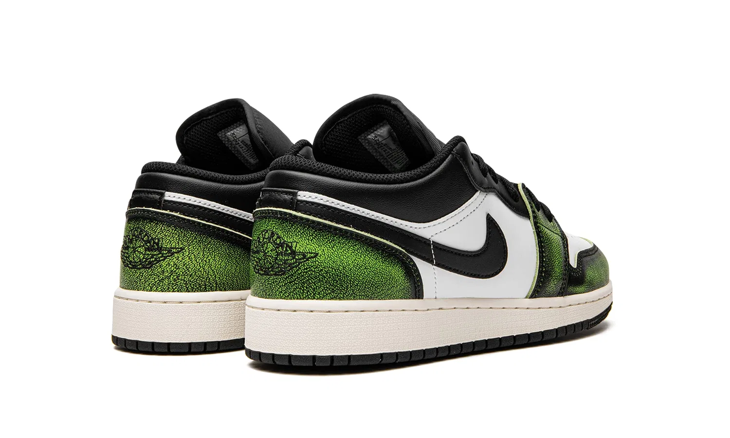 Детские баскетбольные кроссовки для мальчиков с принтом Air Jordan 1 Low NIKE, Black Electric Green White — фото 3