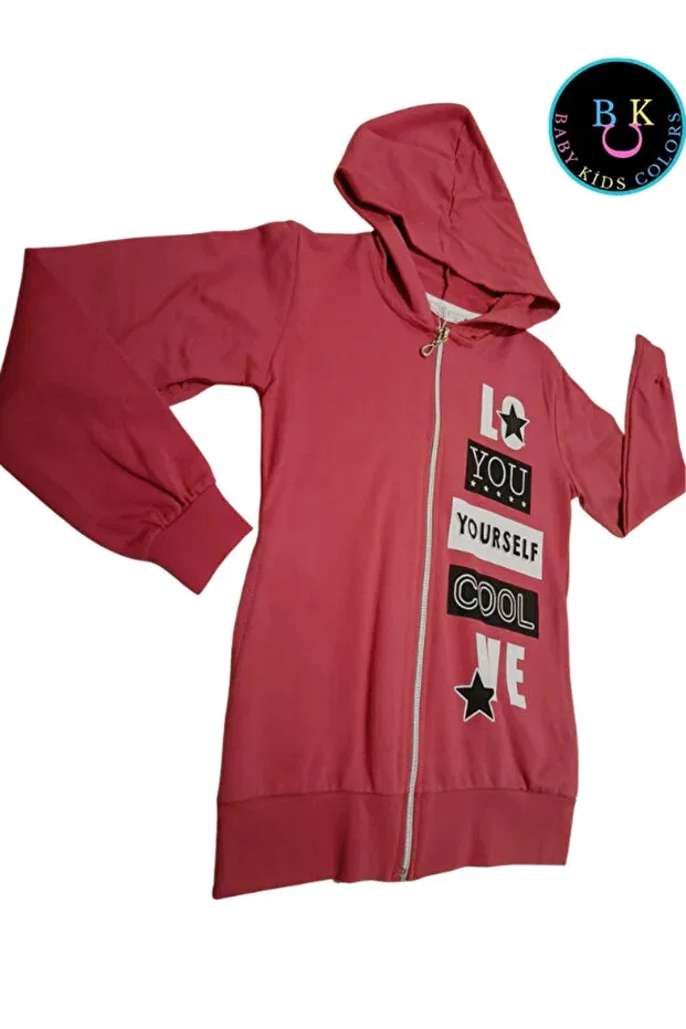 Детский кардиган с капюшоном на молнии с принтом Baby Kids Colors, Cherry-Brown — фото 2