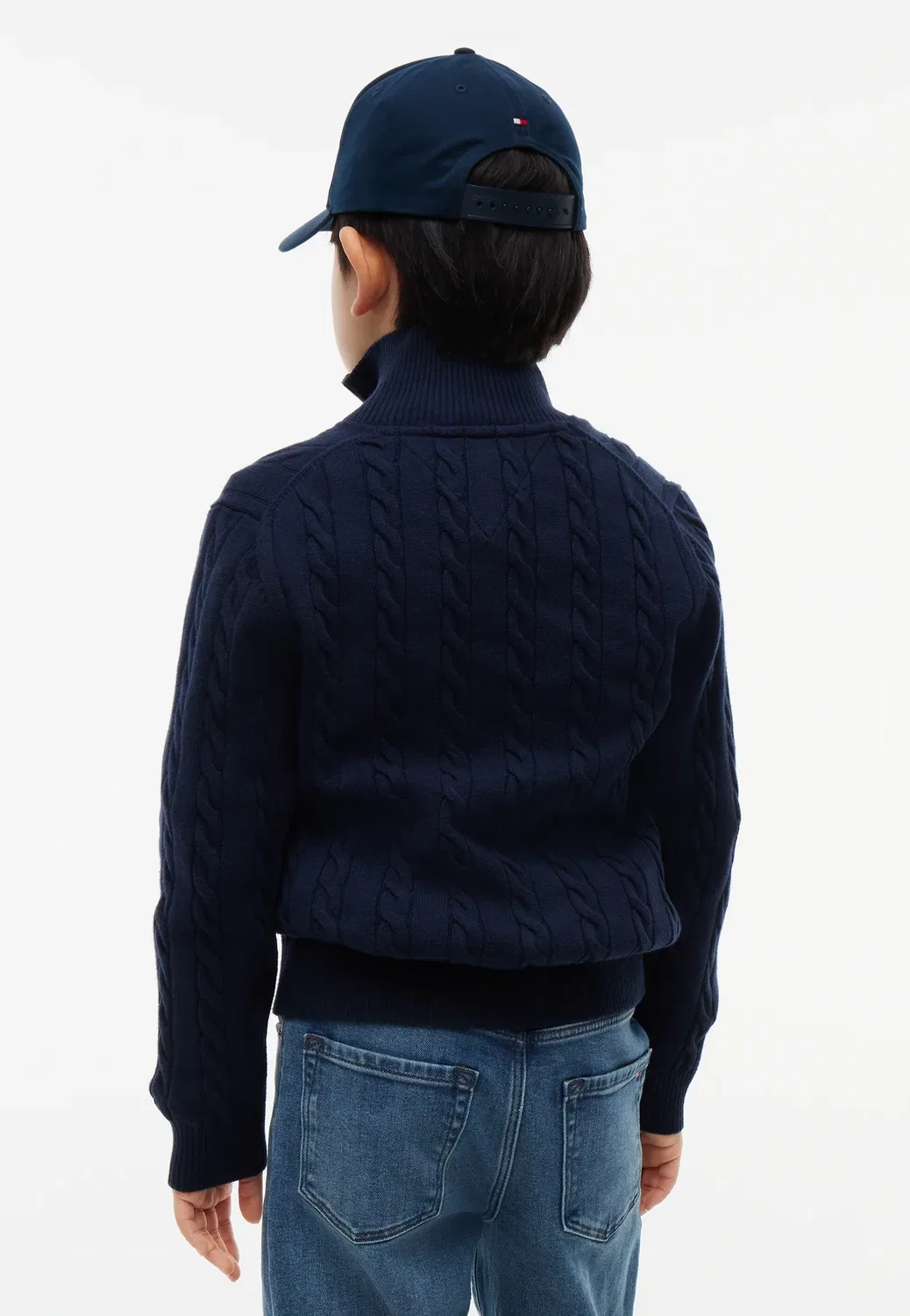 Хлопковый кардиган с косами и застежкой-молнией по всей длине Tommy Hilfiger, Dark Blue — фото 3
