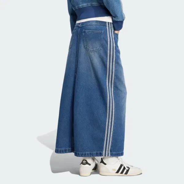 Джинсовая длинная юбка с 3 полосками, Adidas, индиго — фото 3