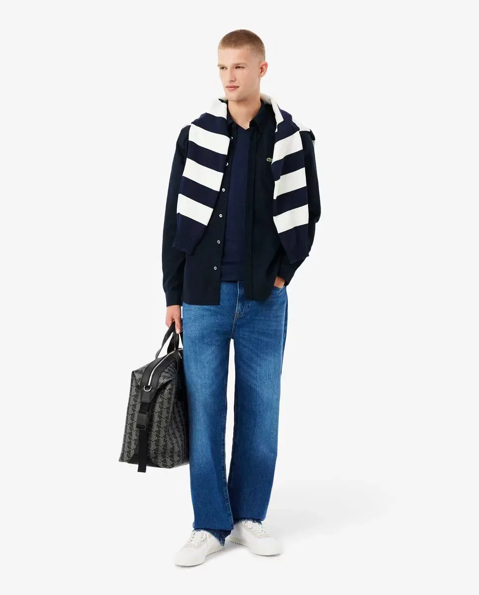 Мужская футболка с коротким рукавом хлопковая Lacoste, Navy — фото 4