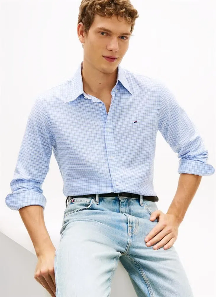 Рубашка в клетку Regular fit Oxford Tommy Hilfiger, синяя — фото 3