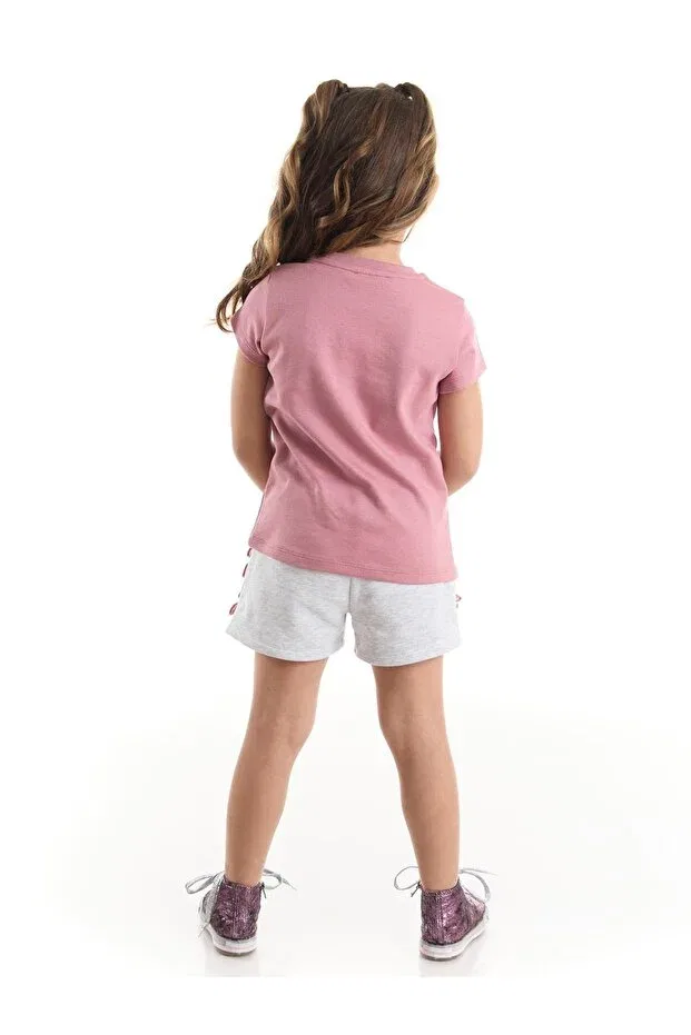 Детский комплект футболки и шорт с принтом Tulle lily Denokids, Pink — фото 2