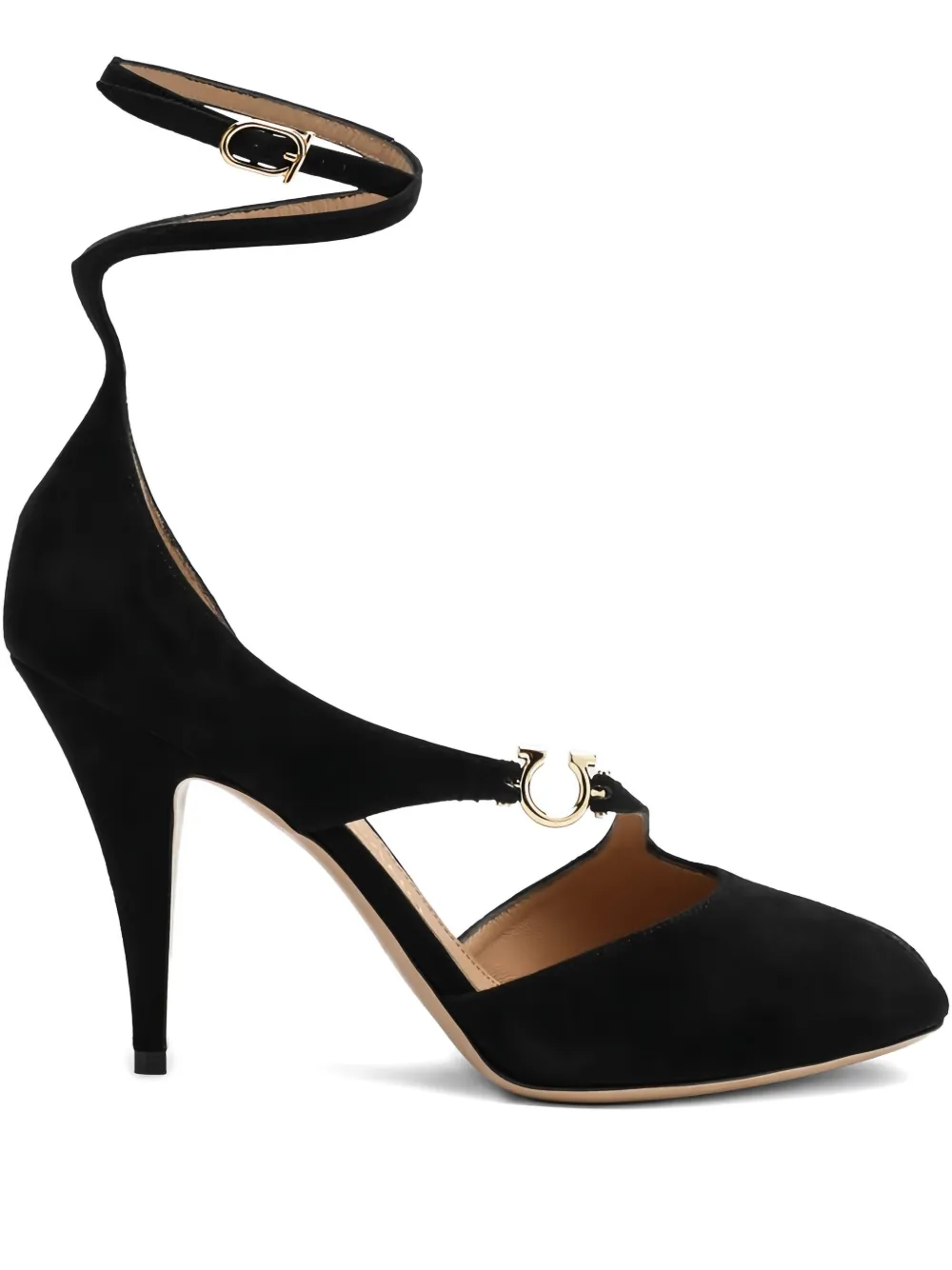 Туфли Molly 95 с открытым носком Ferragamo, черный