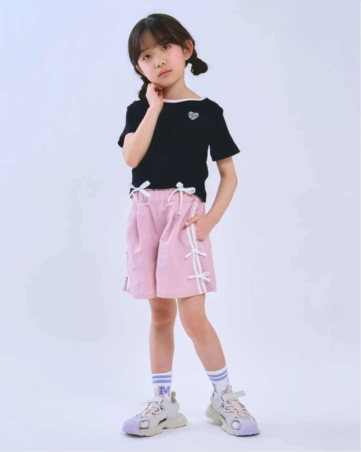 Детские шорты для девочек с рюшами, быстросохнущие, модель Ribbon Short Pants, minimal, Sax Blue — фото 2