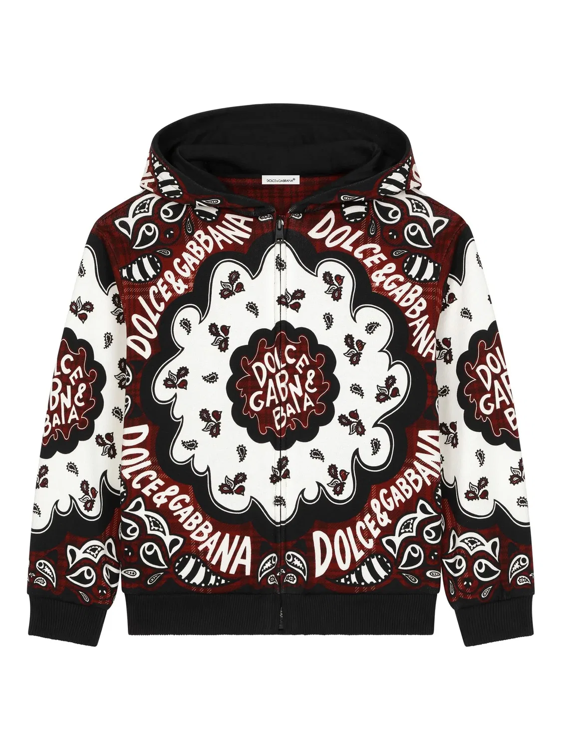 Худи на молнии с принтом банданы Dolce & Gabbana, черный