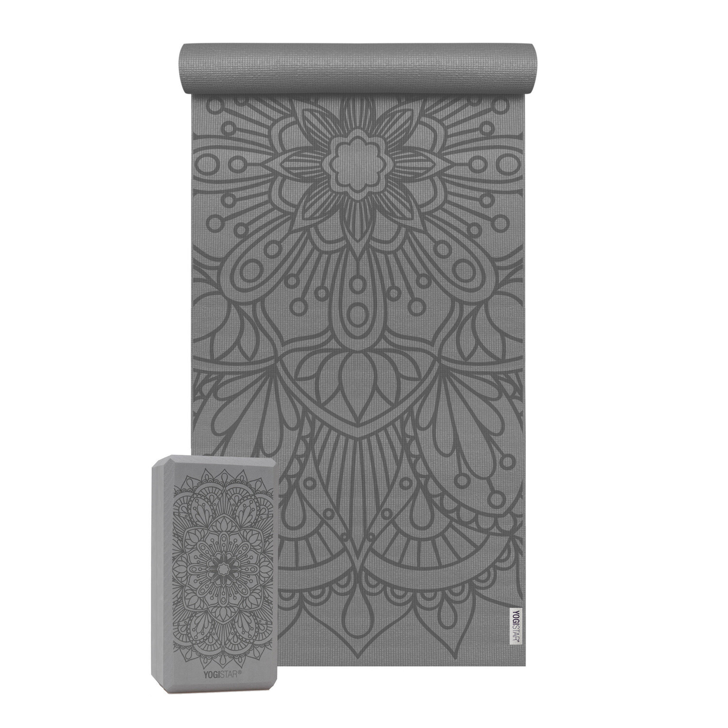 

YOGISTAR Yoga Set Starter Edition - гармоническая мандала (коврик для йоги + 1 блок для йоги), Бордо