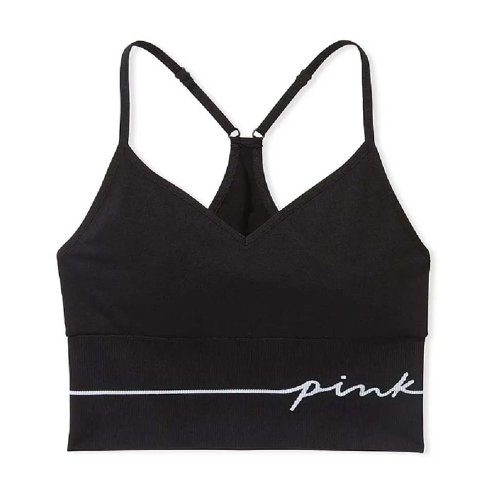 

Спортивный топ Victoria's Secret Pink Seamless Scoop Neck, черный